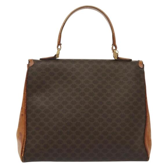 CELINE Macadam Canvas Hand Bag Pvc Leather Brown Gold - Picture 3 of 13